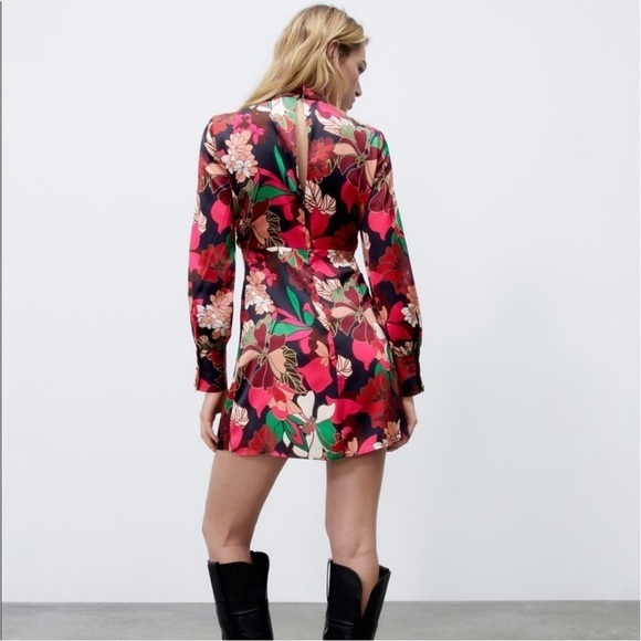 Zara NWT floral print satin effect dress - Picture 7 of 11